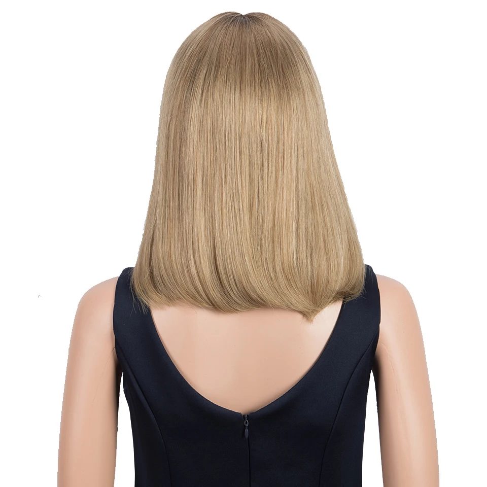 Trueme-Peluca de cabello humano liso para mujer, postizo de encaje frontal, corte Bob, color rubio, brasileño, transparente