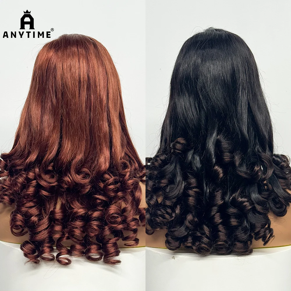 300% densidade peruca sem cola 5x5 transparente laço frontal fechamento peruca espiral onda parte lateral peruca de cabelo humano solto encaracolado perucas 22 Polegada