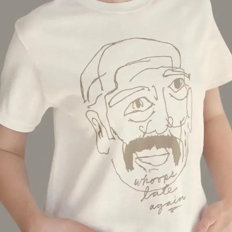 Famous Mustache T Shirt Abstract Face Late Again Minimalist Portrait Work Ethic Serious Funny