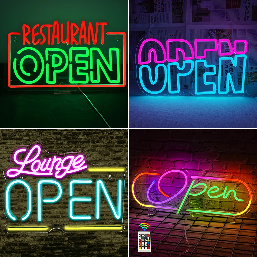 

Open Symphony Neon Signs Led USB Lights Dimmable Room Decoration For Home Bars Cafe Hotel Business Shop Welcome Light Up Sign