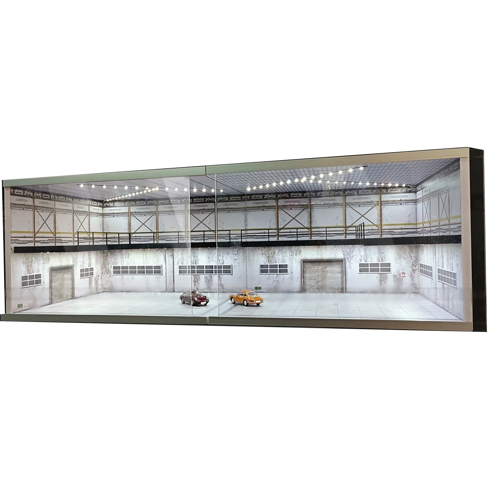 1/64 Double Diorama Layered Model with Lights Exhibition Hall Garage Storage Display Cabinet Scene Model Xmas gift for friends