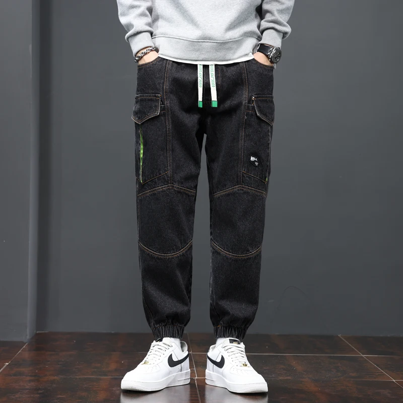 

Новые мужские повседневные брюки больших размеров 2025 года, свободного кроя, в корейском стиле, с манжетами, для молодежи, на все сезоны