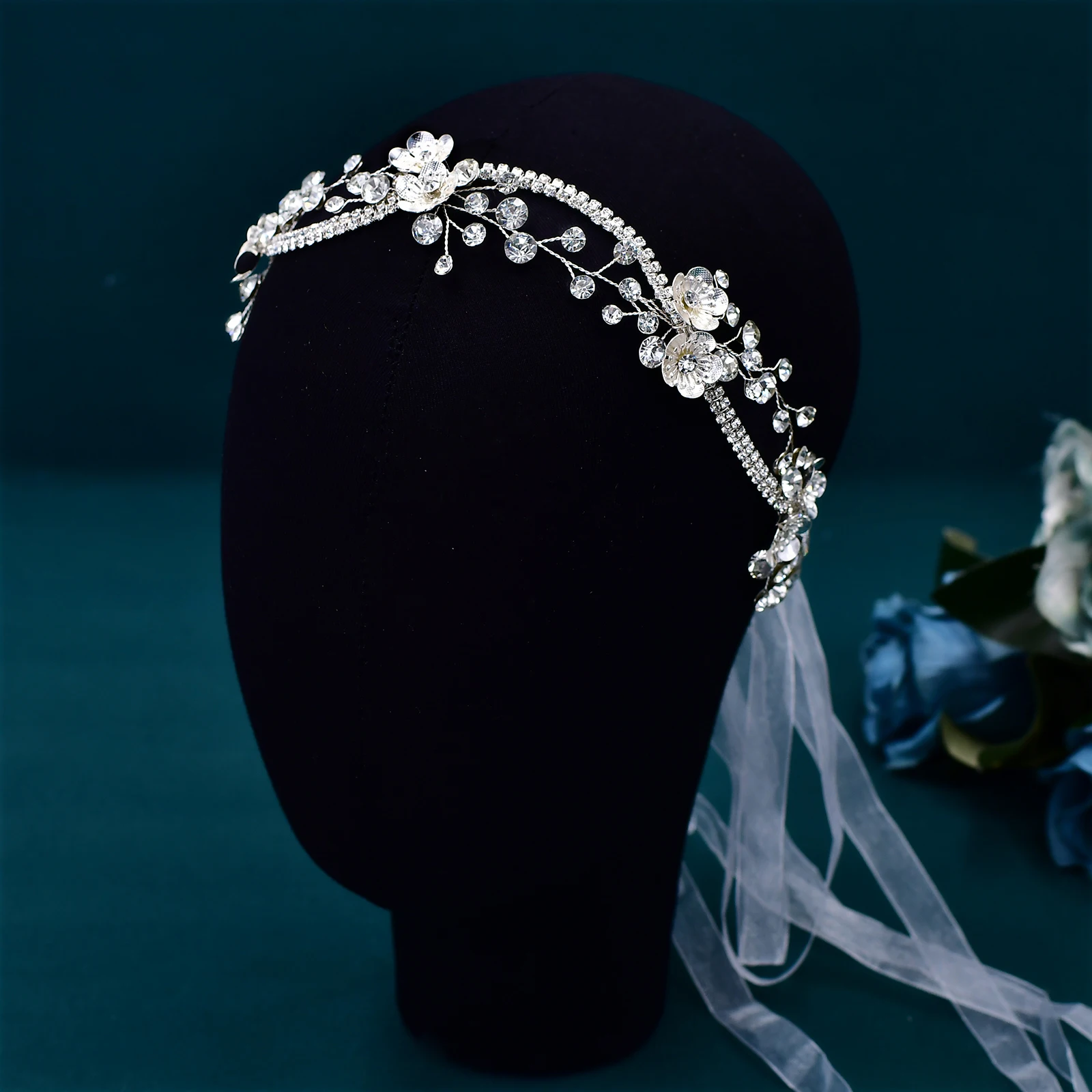 Elegant Bridal Headband Crystal Alloy Flower Bride Headpiece Wedding Hair Accessories Woman Headdress for Party HP573