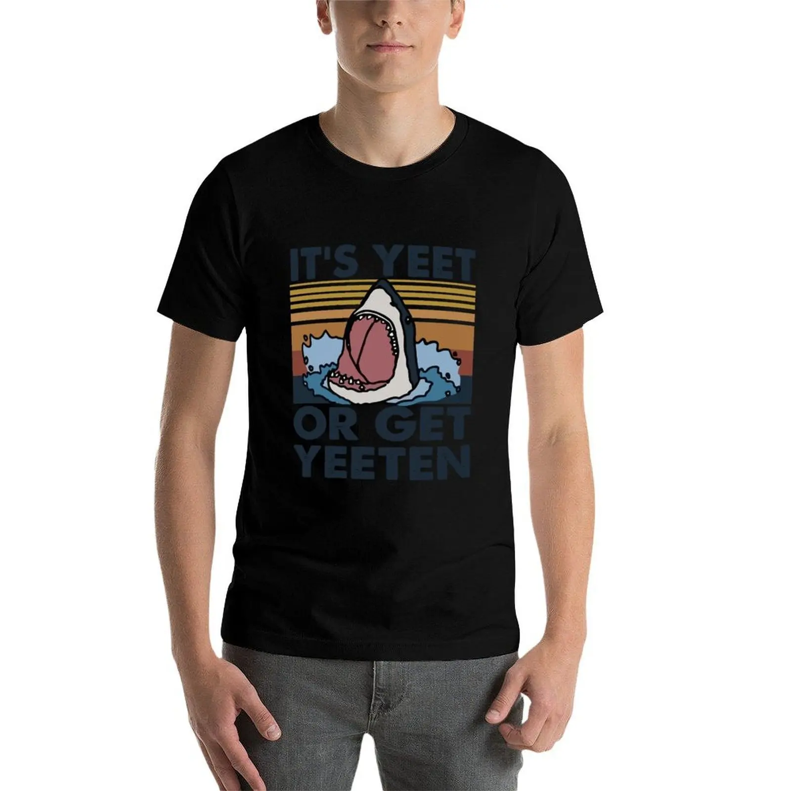 It's Yeet or Get Yeeten Shark Vintage T-Shirt Lightweight Gym Training T-Shirt view 4