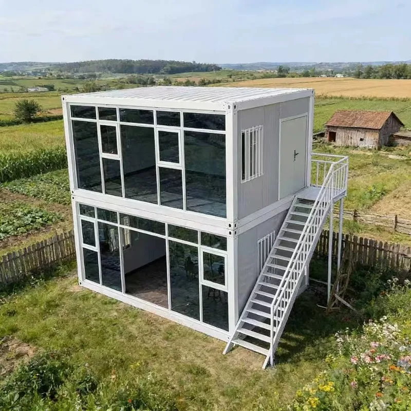Contenedor Casa 2 Floors Modular Folding Container  Weather Resistant Fully Covered Baked Paint Prefab Container House