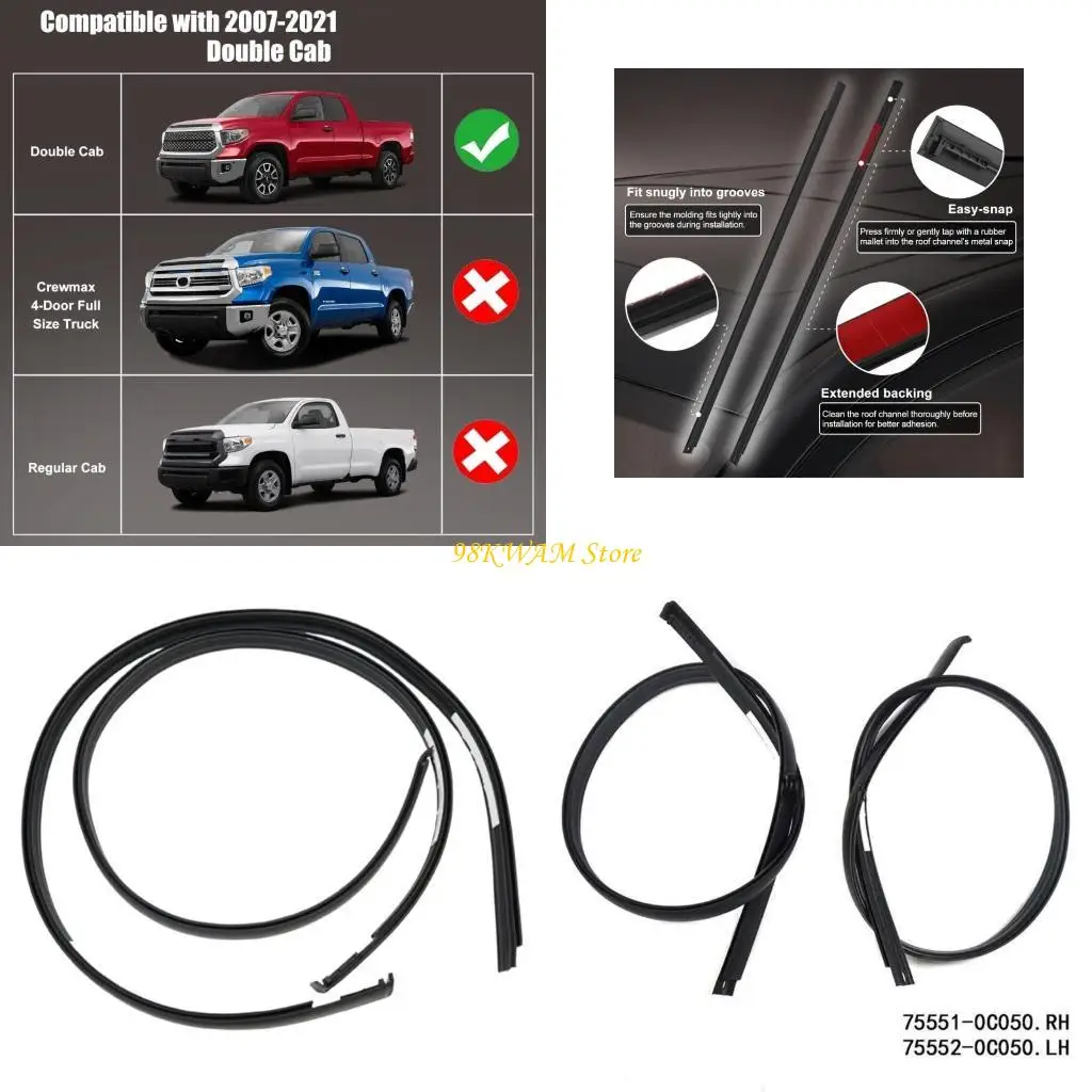 

1 Pair Weatherstrip Waterproof Rain Seal Roof Rubber Strips 75551-0C050 75552-0C050 for 2007-2020 Auto Accessory 68UF