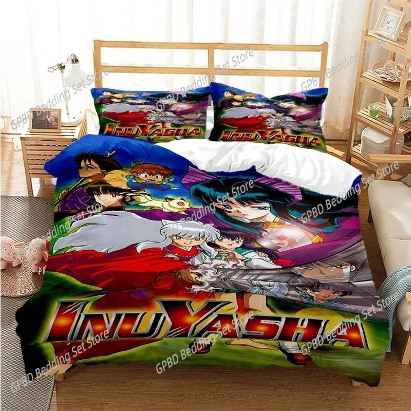 Anime Inuyasha Sesshoumaru 3D Bedding Set Duvet Cover Pillowcases Single Twin Full Queen King Size Home Decor Quilt Boys Gift