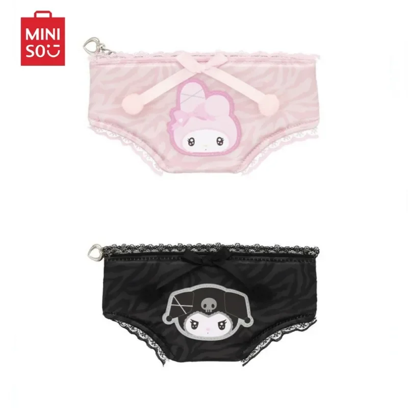 Melody Kuromi Cartoon Cute Lace Bow Shorts Design Small Makeup Bag Storage Convenient Black Pink Wallet Female Peculiar Pocket