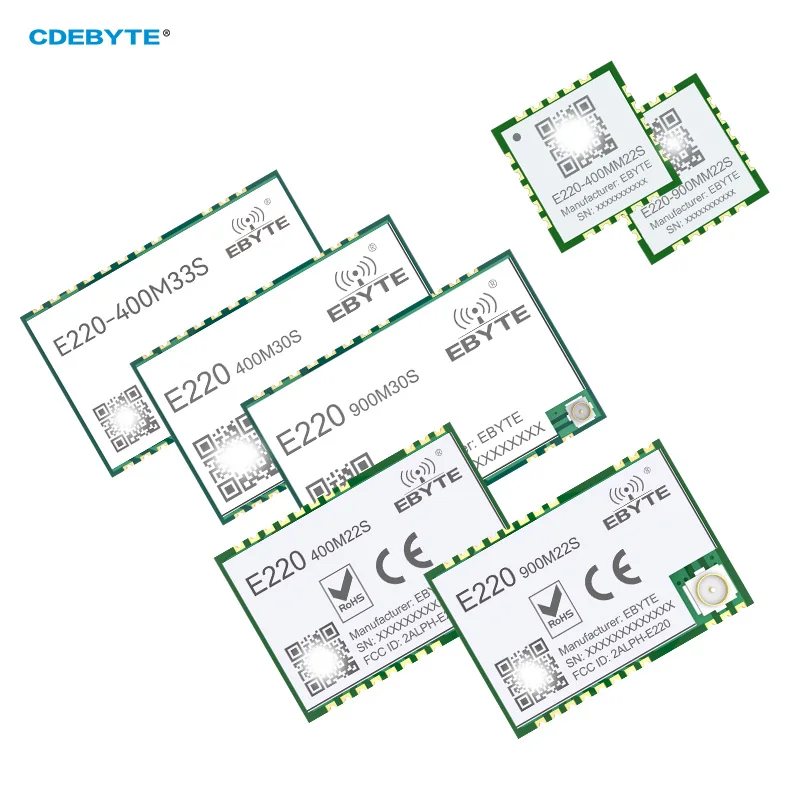 LLCC68 LoRa Wireless RF Module 433/470/868/915M E220 Series SMD SPI 22-30dBm Long Range 6-11km Stamp Hole Antenna DIY