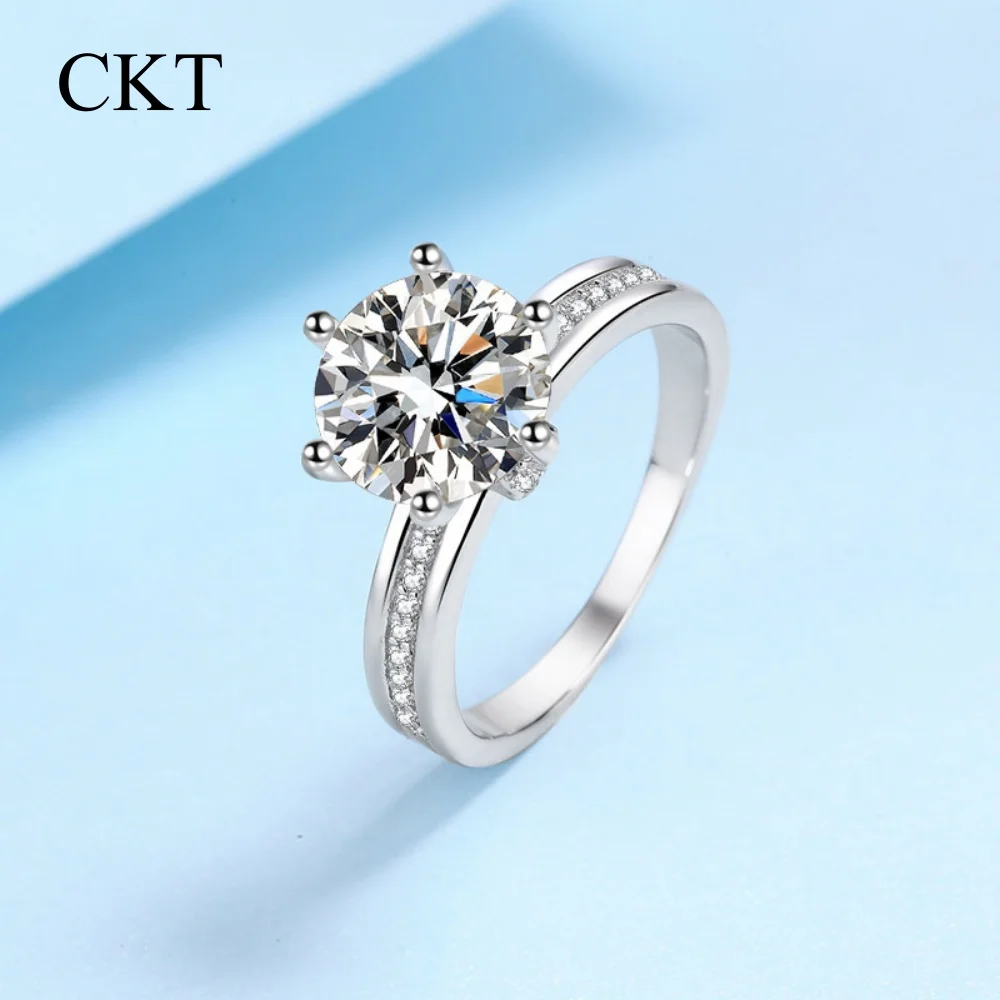 

CKT Engagement Rings 18K Gold Women Wedding Band 3 Carat VVS1 D Color Moissanite Diamond Girlfriend Birthday Gift Fine Jewelry