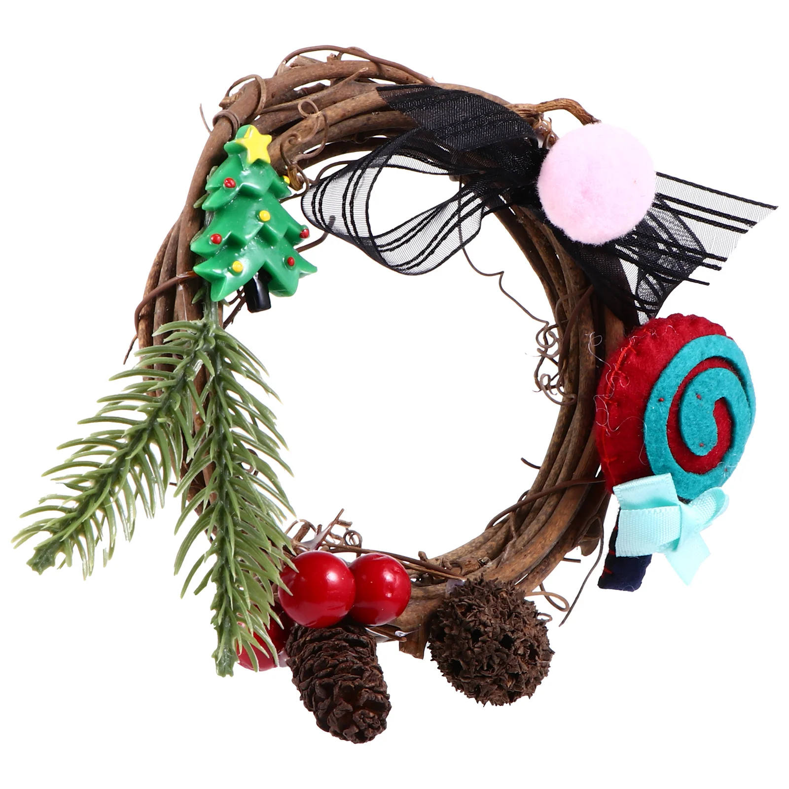 

1Pcs Christmas Mini Wreath Stylish Hanging Decor for Party Home Garden Xmas Garland Creative Design Mini Christmas Wreath