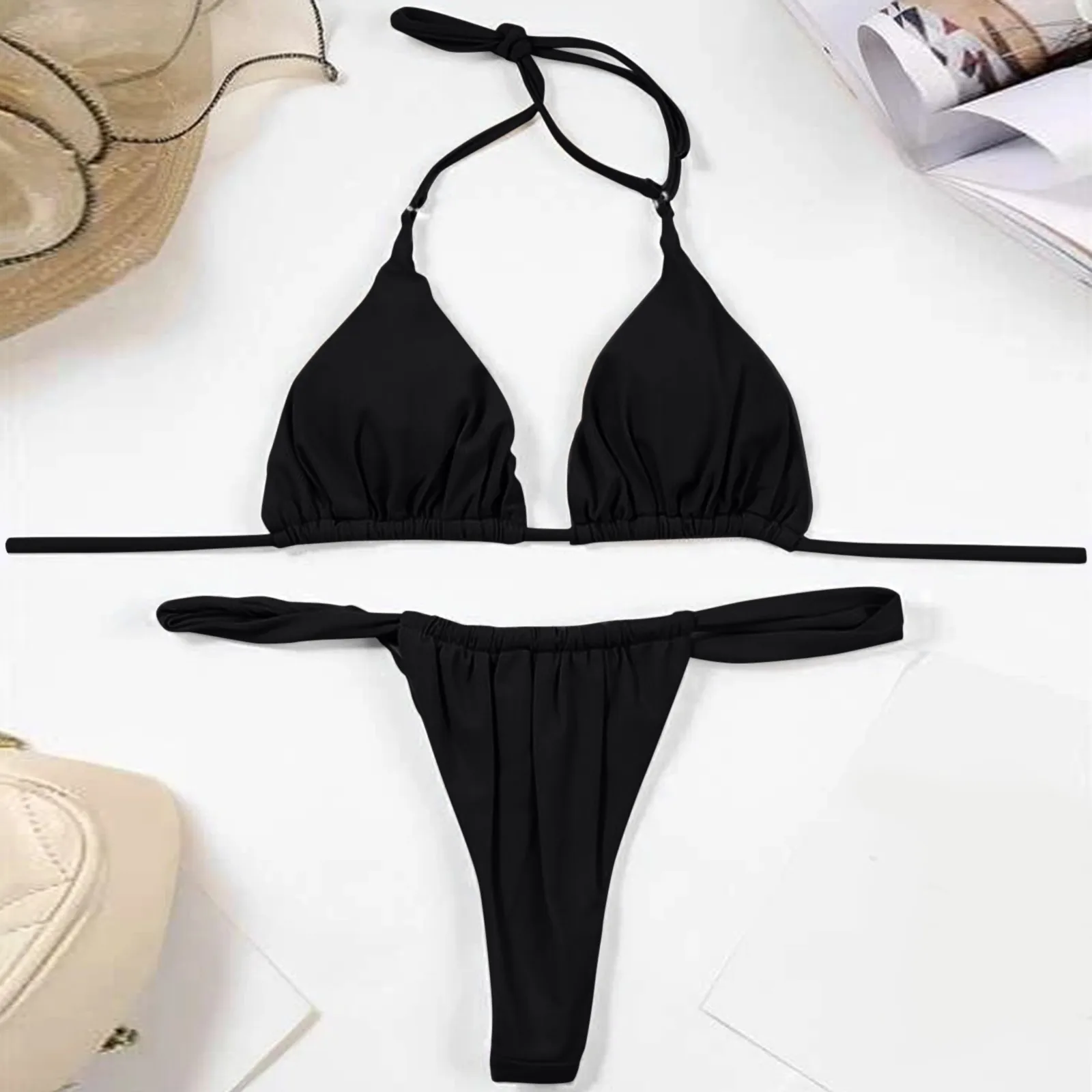 String Bikini Tops For Women High Two Up Bikini Piece Up Women Cut Lace Solid Sexy Swimsuit Set Push Two Piece Bikini Bead 수영복