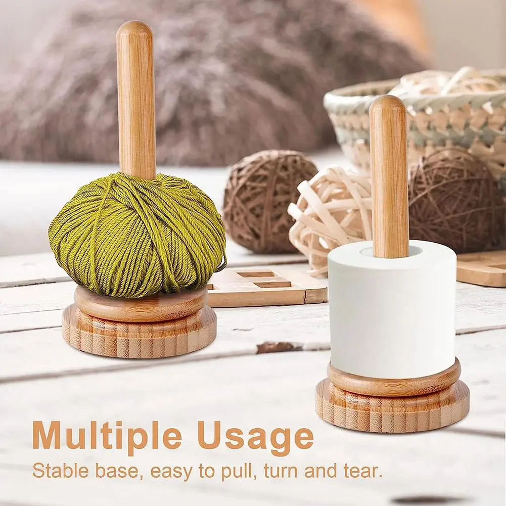 Wooden Yarn Ball Holder Stand Crocheting Winder Rotation Winders Wooden Ball Thread Spool Rotating Sewing M7z5