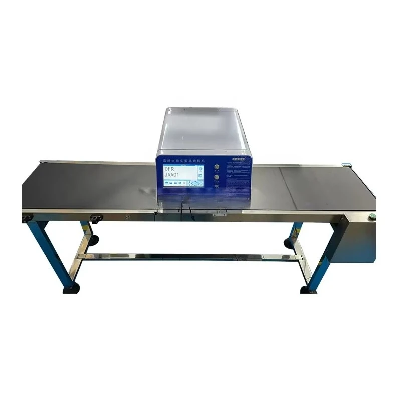 طابعة بيض الدجاج العمل المستقرة آلة ترميز تاريخ انتهاء الصلاحية الأوتوماتيكية 20 صينية/دقيقة نظام الحبر سريع الجفاف 304 SS البناء