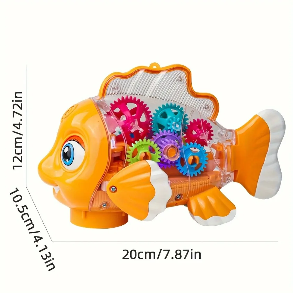 Engrenagem elétrica transparente, peixe dourado, brinquedos para crianças com música e luzes, brinquedos educativos para bebês, presentes para tempo da barriga
