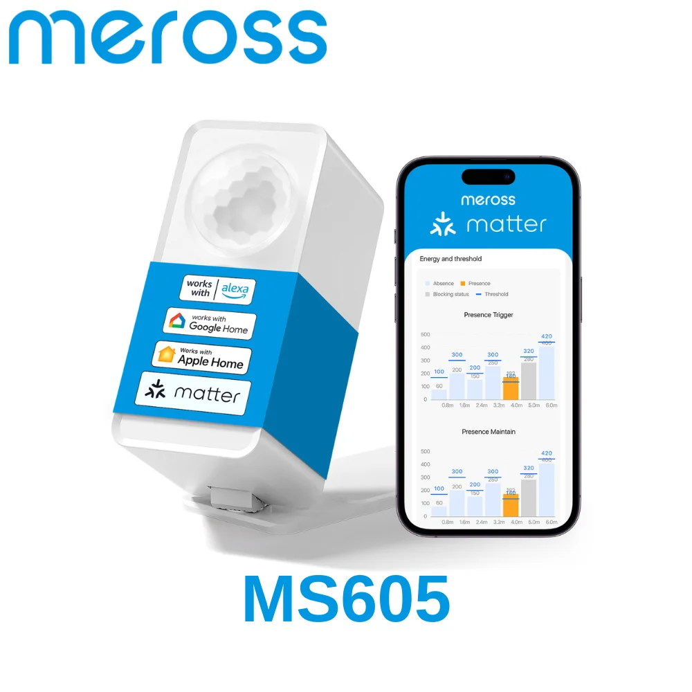 

Meross Matter Smart Presence Sensor Thread Battery Edition MS605 Light Sensor Support Apple Home, Google Home, and Alexa