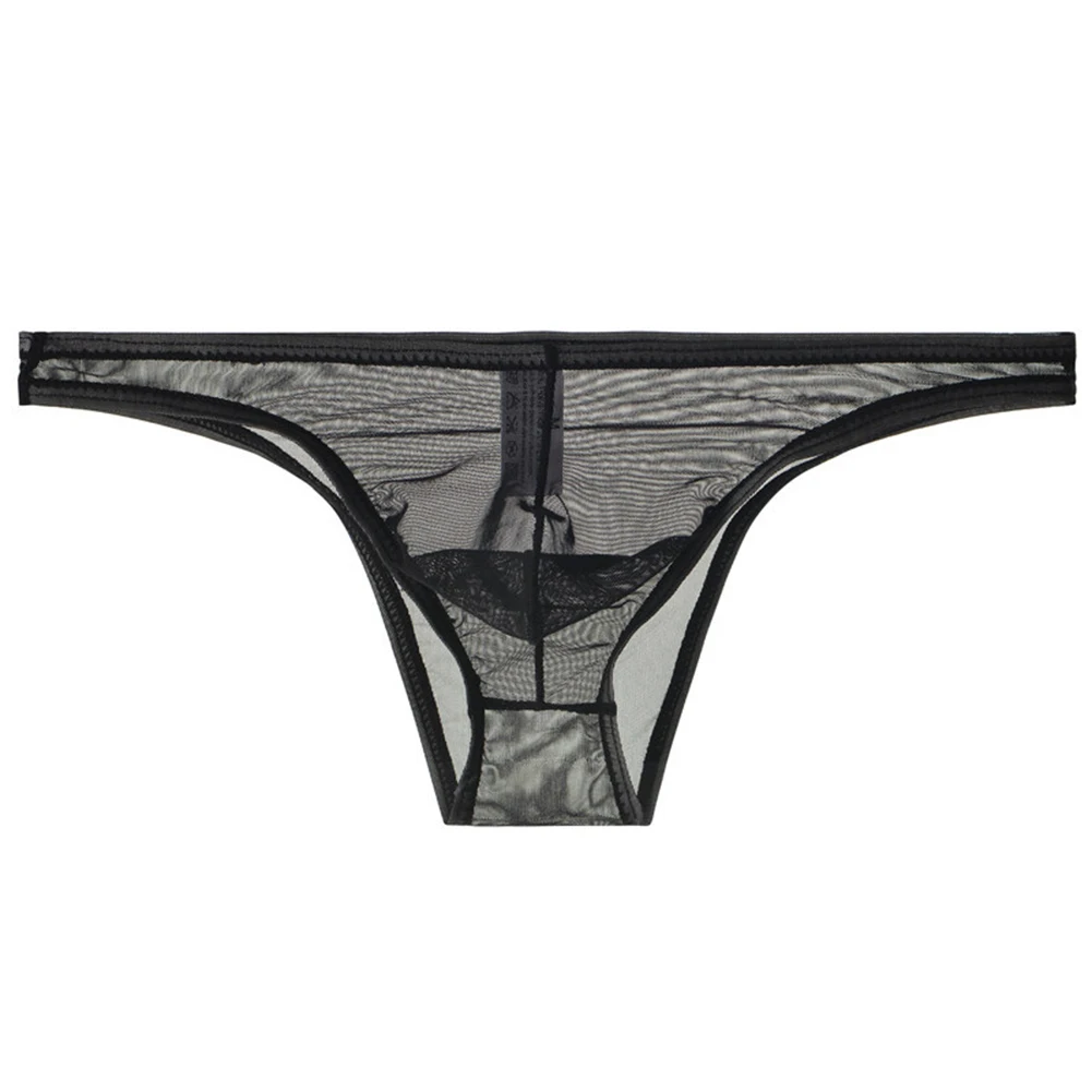 1pc Men See Through Mesh Thongs Ultra Thin Breathable U Shape Pouch Brief Sexy Sheer Underwear Breathable Underpants