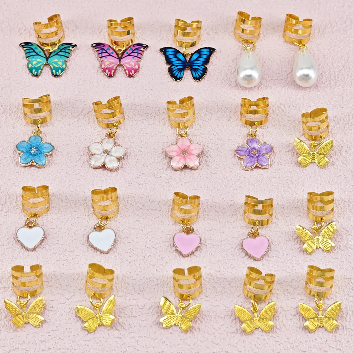 20Pcs Butterfly Braid Clips Crystal Dreadlock Hair Accessories Colorful Butterflies Pendant Charms Pearl Shiny Hair Jewelry image 4