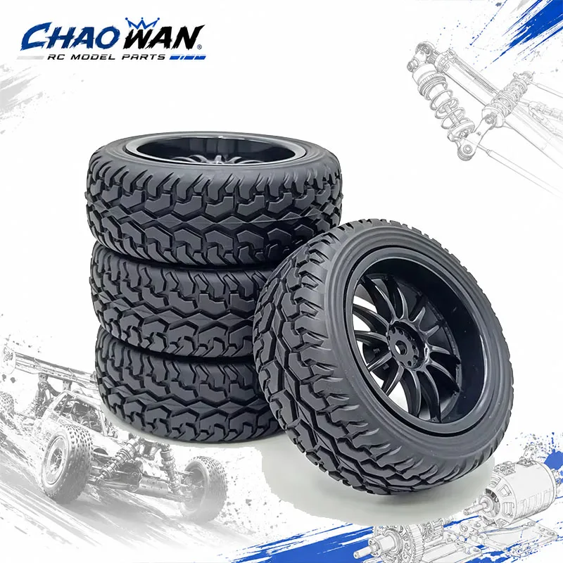 1/10 RC Off-Road Short Course Truck Tires Complete Wheel Set Pre-Mounted Rally Tyre with Black Wheels for Slash Senton HSP HPI R