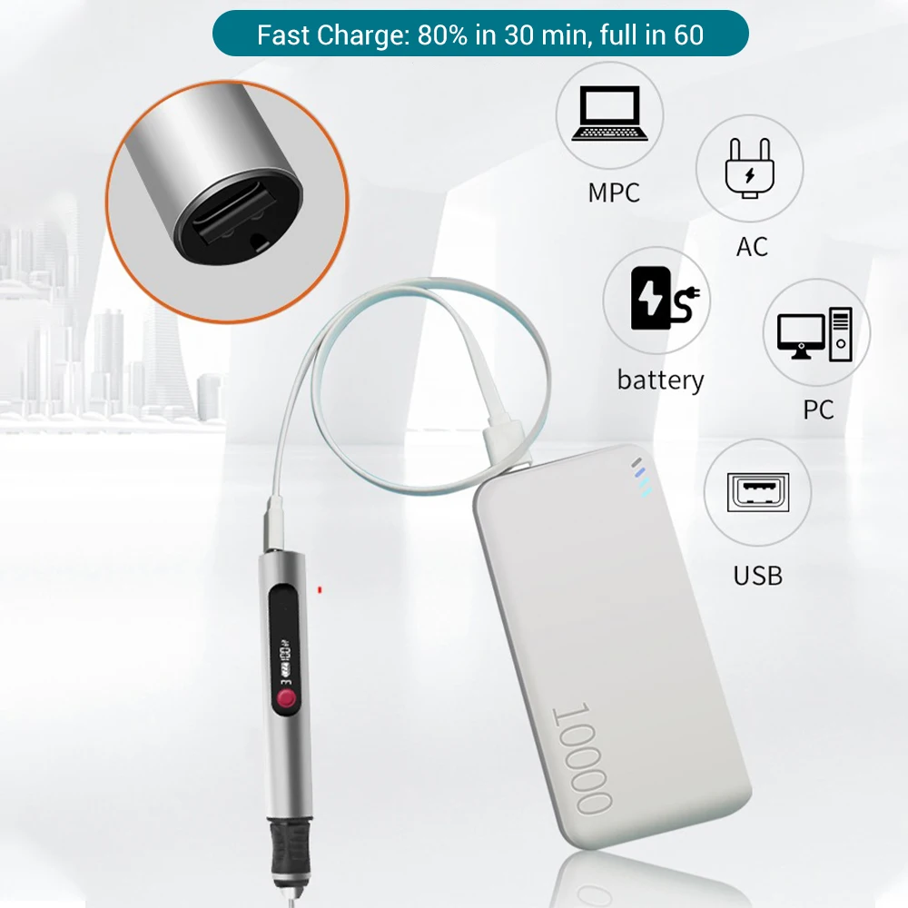 

32PCS Multifunctional Electric Engraving Pen Kit USB Cordless Electric Polisher Lithium Battery Carving Pen for Metal Glass Nail