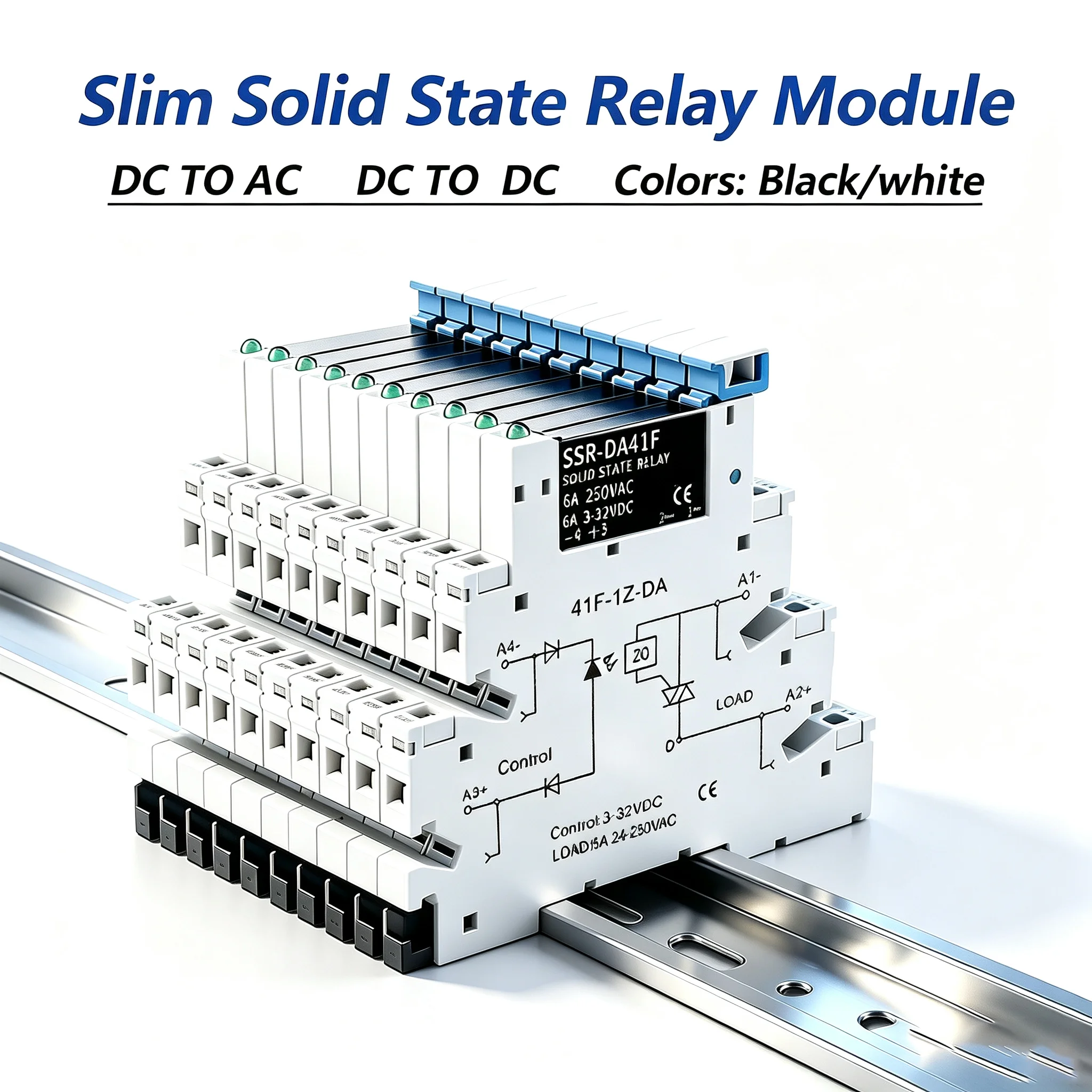 DC Control AC 6A Slim Interface Solid State Relay Module DIN SSR Slim Relay DC Control DC 41F-1Z-C2 SSR Relay DIN Rail