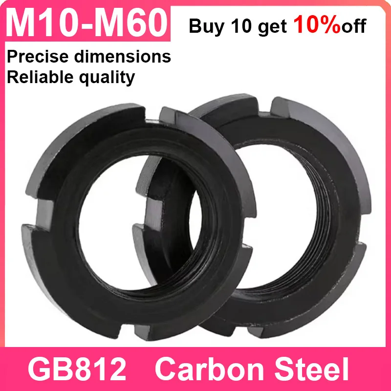 

M10 M12 M14 M16 M18 M20 M22 M24 M25 M27 M30-M60 Carbon Steel Slotted Locking Nuts Round Nut Resetting Nuts Four Slot Nut GB812