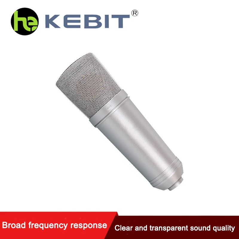 KE-2188 Professional Metal Condenser Microphone Large Diaphragm Studio Microphone for Recording Singing Podcast