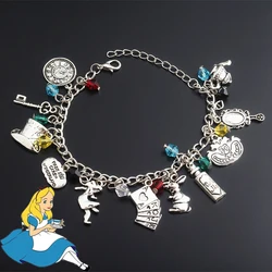 Anime Movie Alice in Wonderland Bracelet March Hare Rabbit The Red Queen Cosplay Charm Bracelet Women Men Gift Accessories