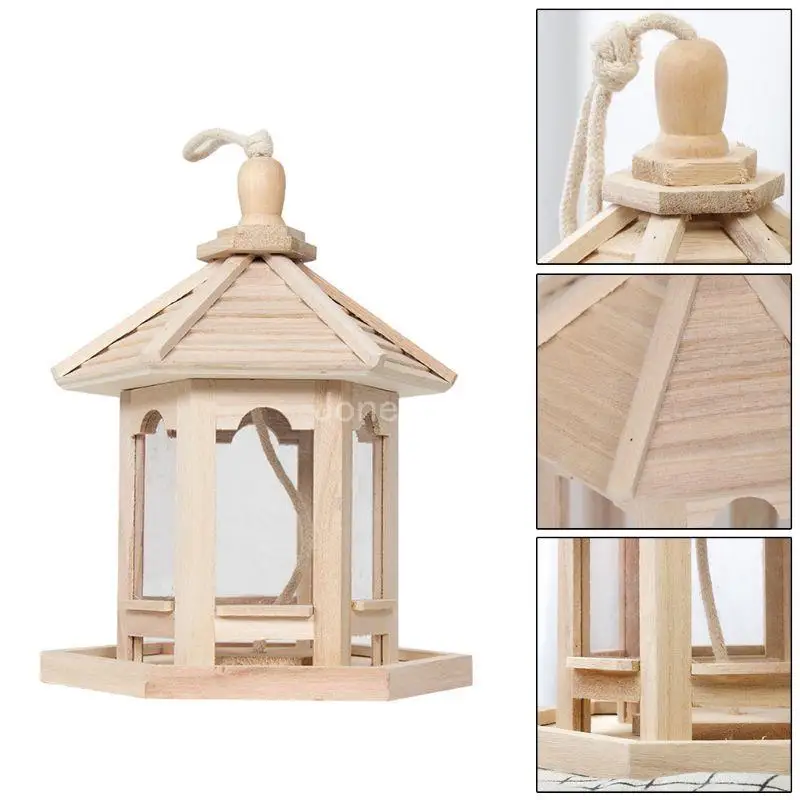 Q6PE 1000ml Hanging Wild Bird Feed Dispenser Seed Container Feeder Birdhouse Decor