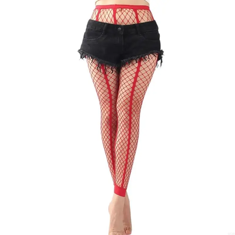 QXND Phụ nữ cao eo Fishnet không chân quần legging có hoa văn không chân quần lót pantyhose sheer fishnet đùi quà tặng cao