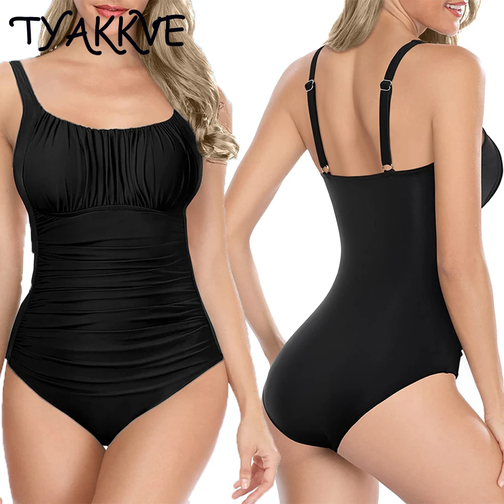 2024 Sexy One-piece Large Size Ruched Tummy Control Women Swimwear Plus Size Swimsuit Closed Body Female Bathing Suit Beach Wear