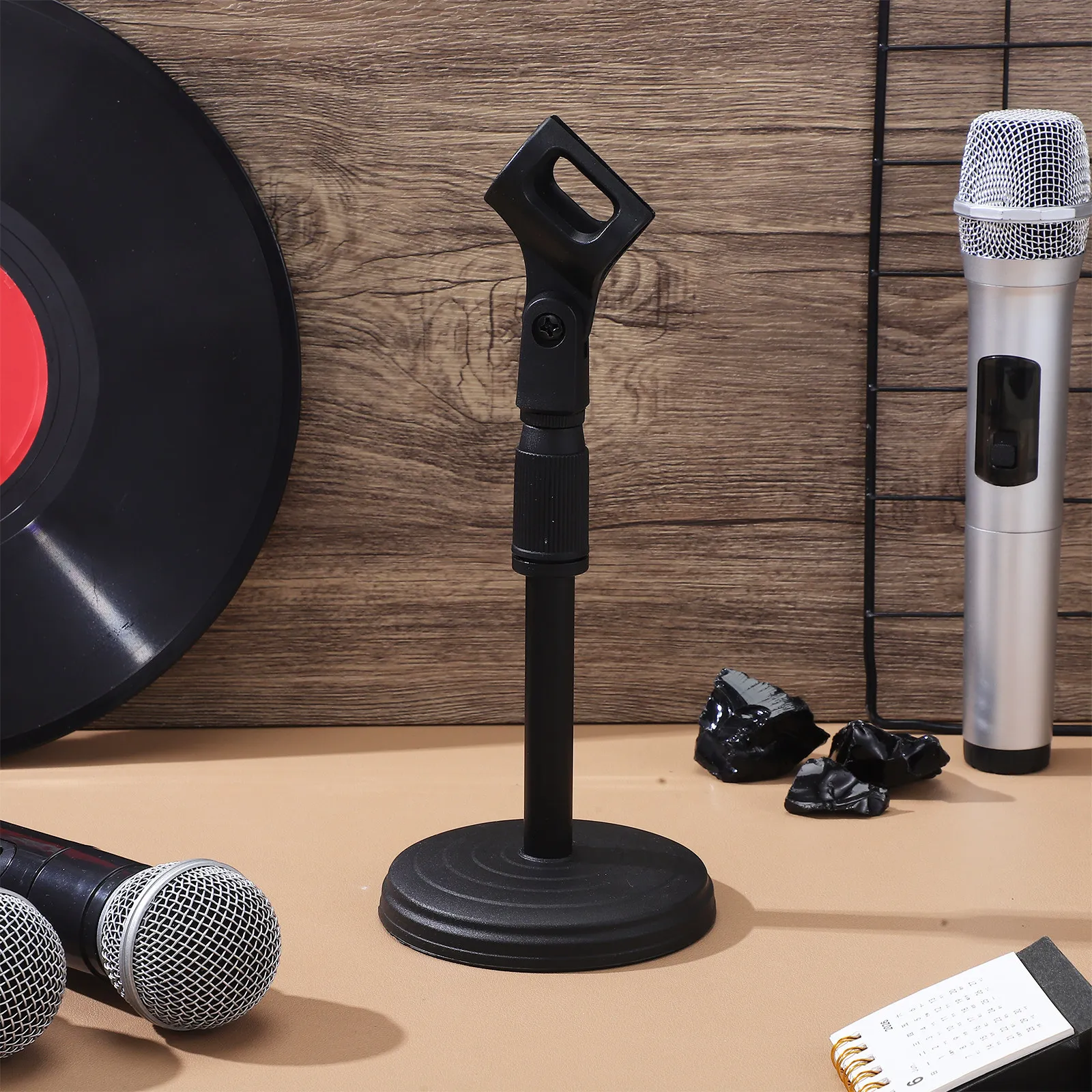 Desktop Microphone Stand Adjustable Height with Mic Clip for Live Streaming Conference Recording Speech Desktop Mount Compact