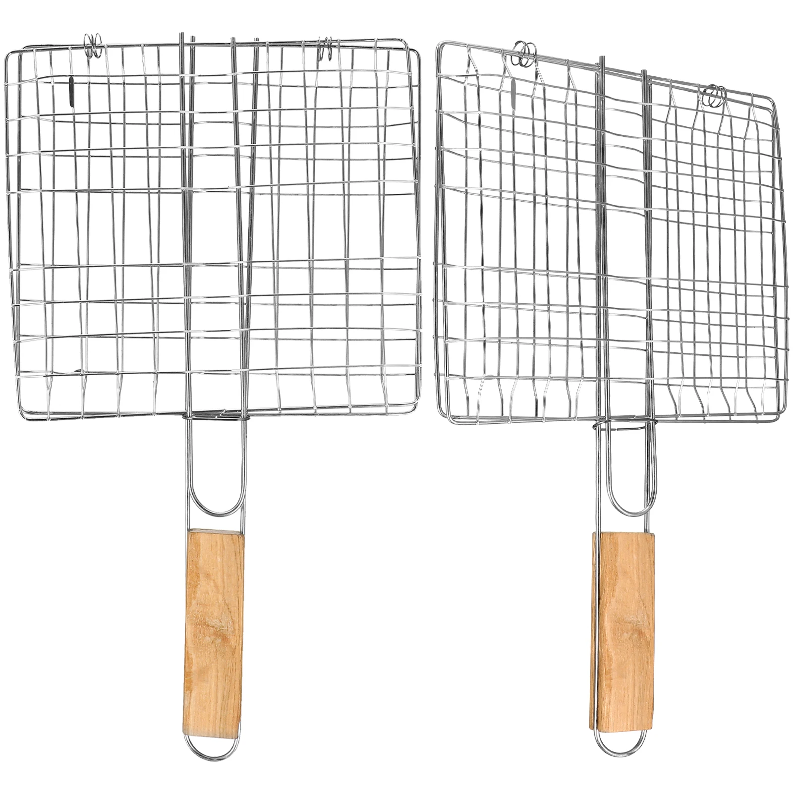 

2pcs Stainless Steel Barbecue Grill Mesh Clip Durable Outdoor Bbq Chicken Cooking Tool, Portable Grilling Accessory For Camping