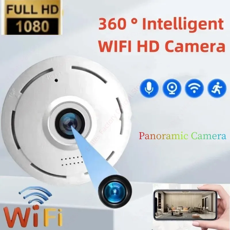 1080P HD Mini Camera Wifi Smart Home Security Indoor 360°Panoramic Monitoring IP/AP Webcam Remote Viewing Night Vision Espia Cam