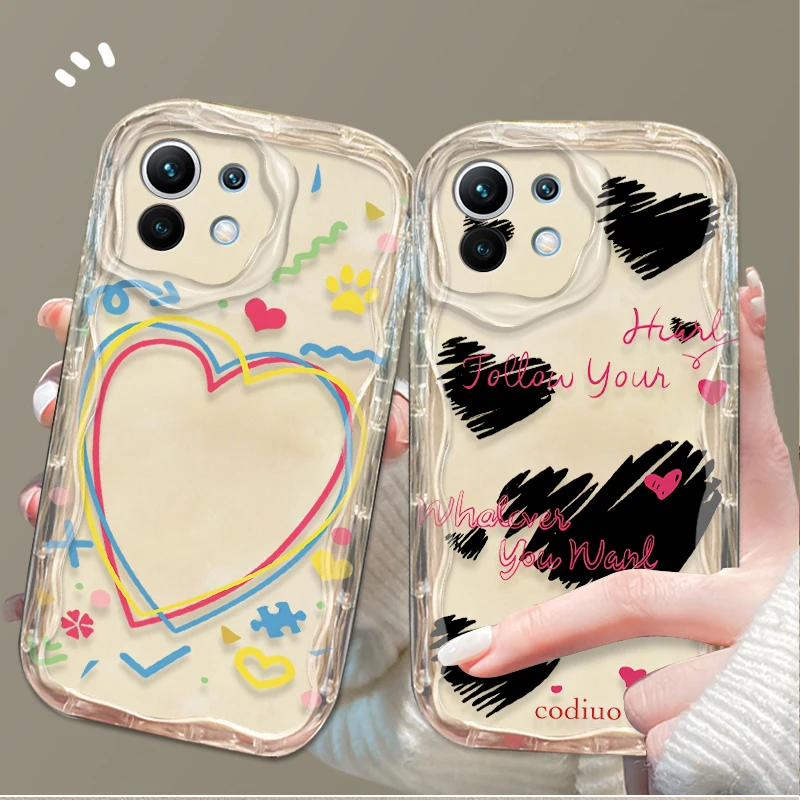 Case For Xiaomi 14T 13T 12T 13 12 11 11i Lite 5G 10T POCO X5 X6 Pro X3 NFC X4 GT F3 F4 F5 F6 M6 M5S C65 Colour Love Heart Line