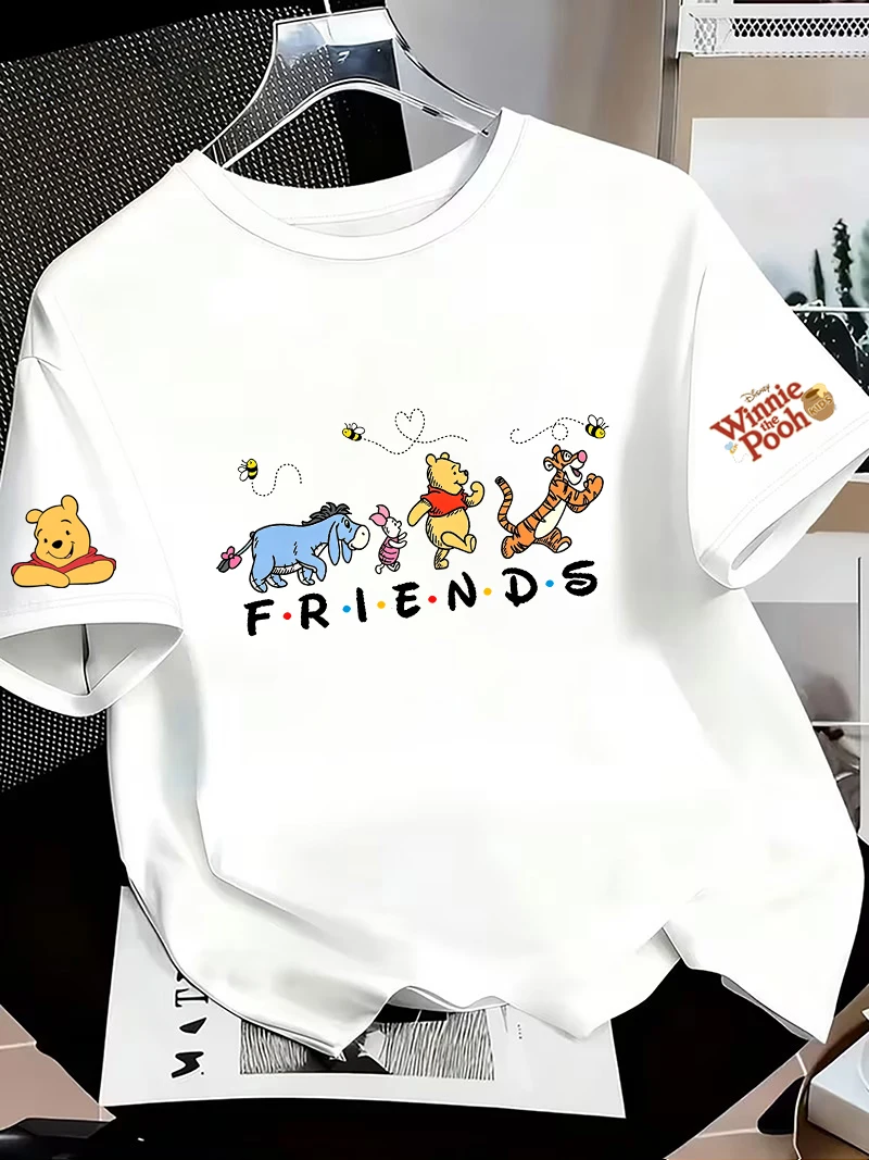 Forest Animal Friends Casual Family Tee, Multi Character Bee Print For Theme Park Parent-child Trip Daily Matching Outfits