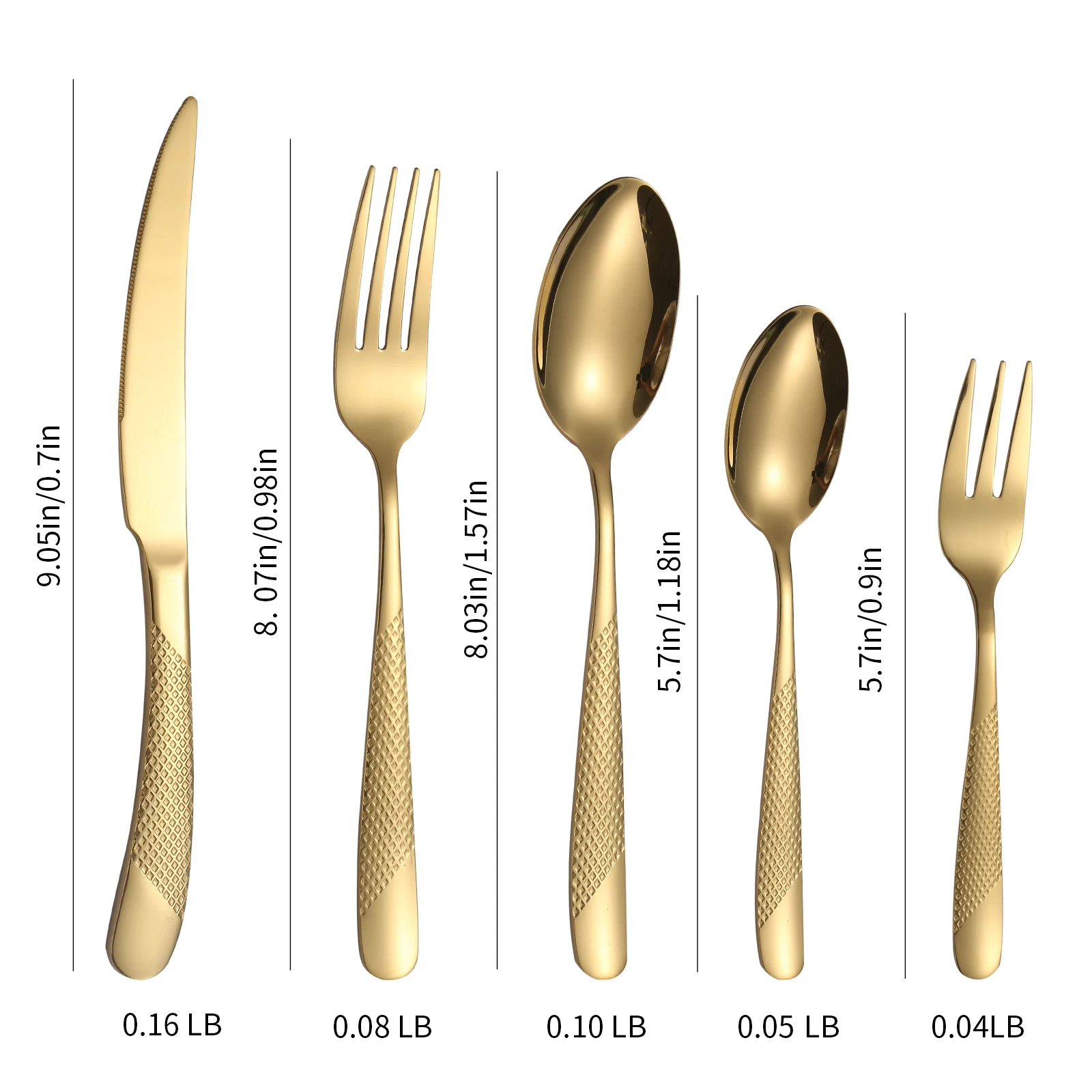 A · HOUSEWARE Gold Silverware Hammered Stainless Steel Flatware Set for 4 Eating Utensils 20 Piece Tableware Forks Spoons Knives