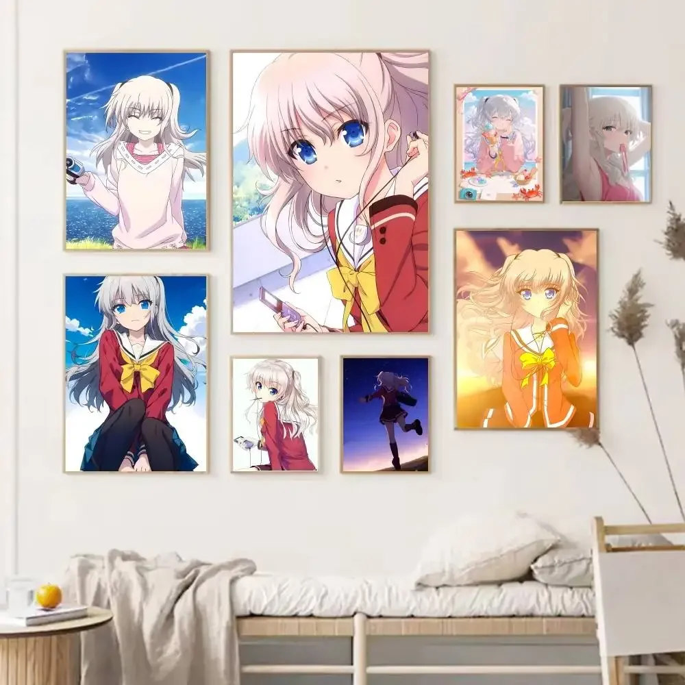 Classic Cartoon Anime C-Charlotte Tomori Nao Poster Self-adhesive Art Waterproof Paper Sticker Coffee House Bar Room Wall Decor
