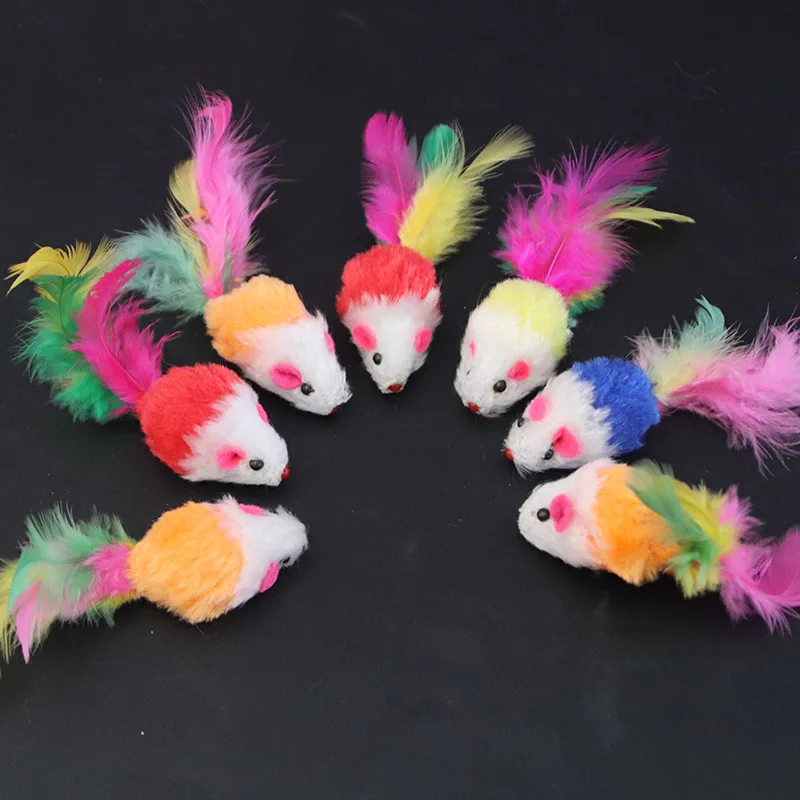 Soft Fleece False Mouse Cat Toys Colorful Feather Funny Playing Toys For Cats Interactive Toys 고양이 장난감 juguetes para gatos