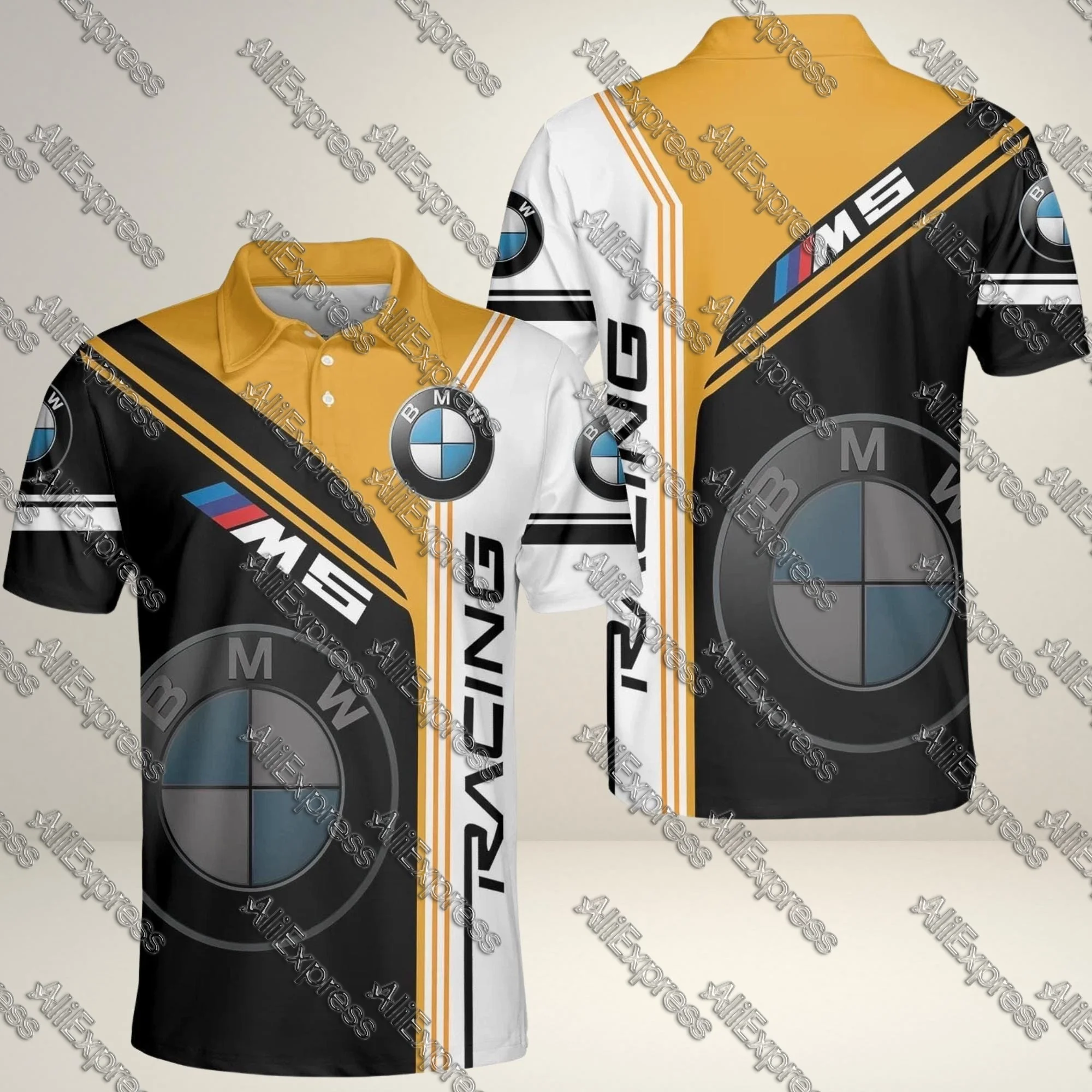 

BMW Men's Summer Loose Fit Quick Dry Short Sleeve Polo Shirt Motogp Racing Motorcycle Cycling Suit Lapel T-Shirt Fashionable