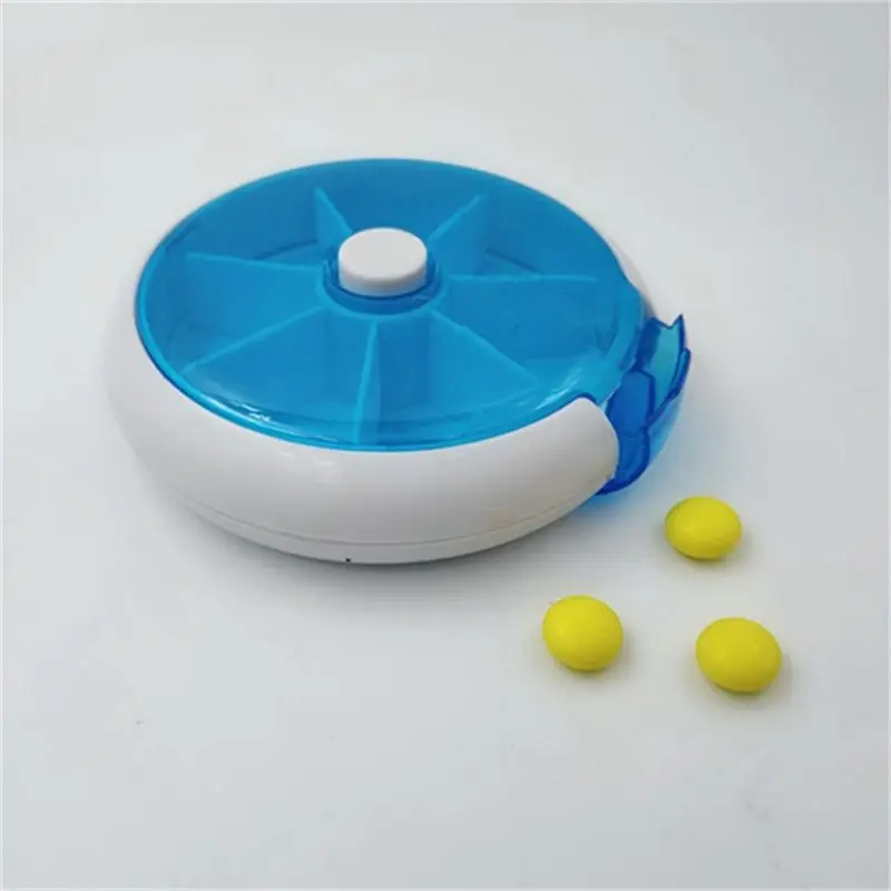 Beauty Pill Box, 7 Day Pill Dispenser, Round Pill Box, Mini 7 Day Circular Shape Rotary Style Pill Cases Green