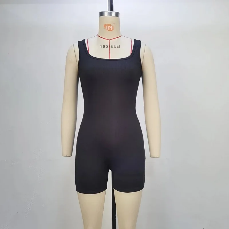 Women Sleeveless Workout Playsuits Backless Bodycon V Back New One Piece Jumpsuits with Chest Pads for Scrunch Rompers