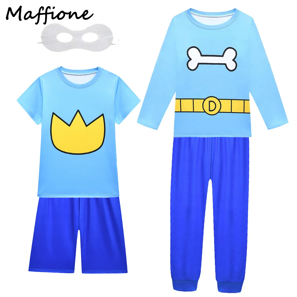 

Policeman Cos Dog Cosplay Kids Costume Cartoon Police Disguise Children Outfits Eye Masks T-shirts Pant Set Halloween Party Suit