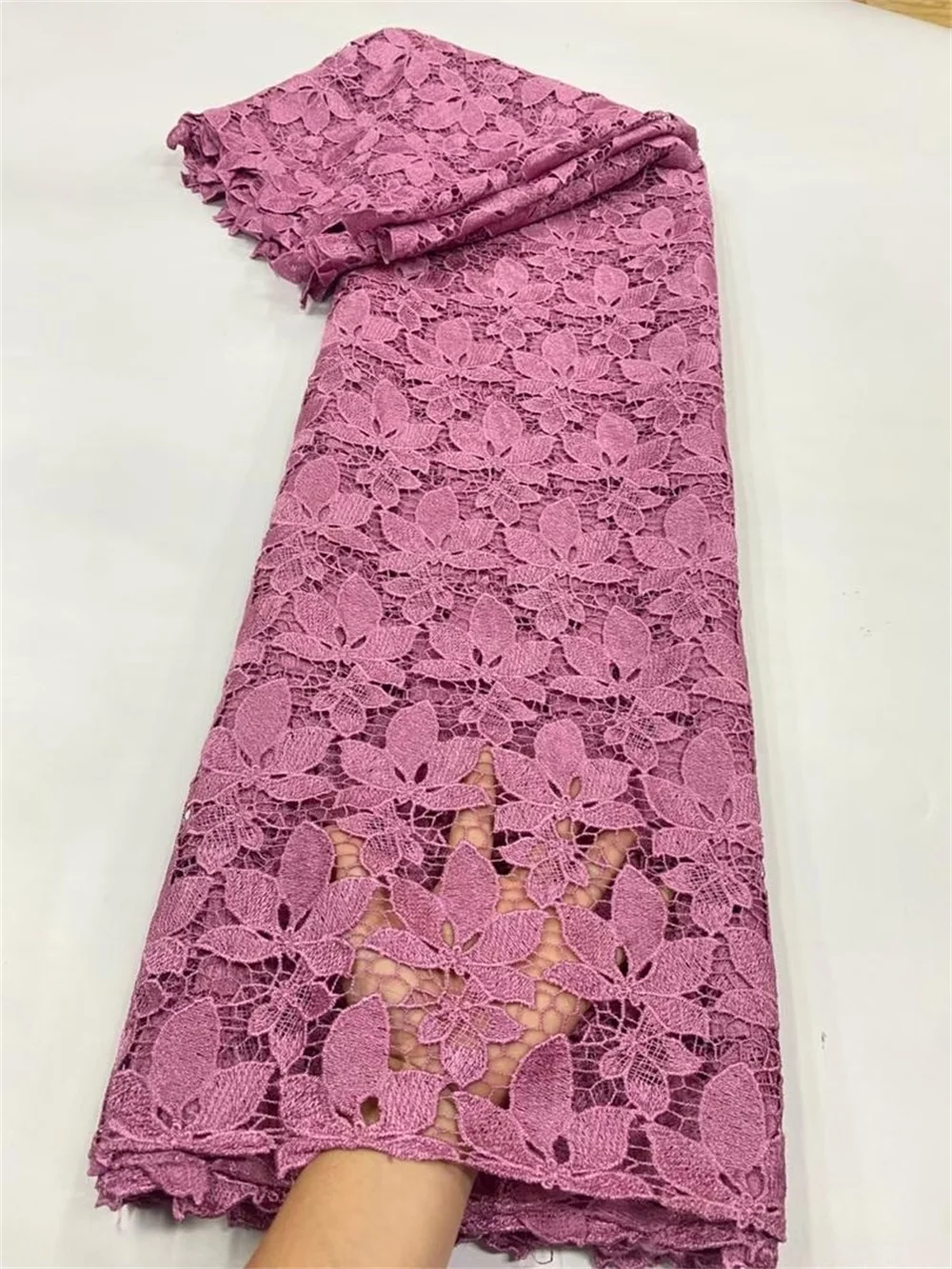 

2025 African Nigerian High-Quality Embroidery Sequins Tulle Lace Fabric Dresses Cotton Guipure Beads for Prom 5 Yard JL501