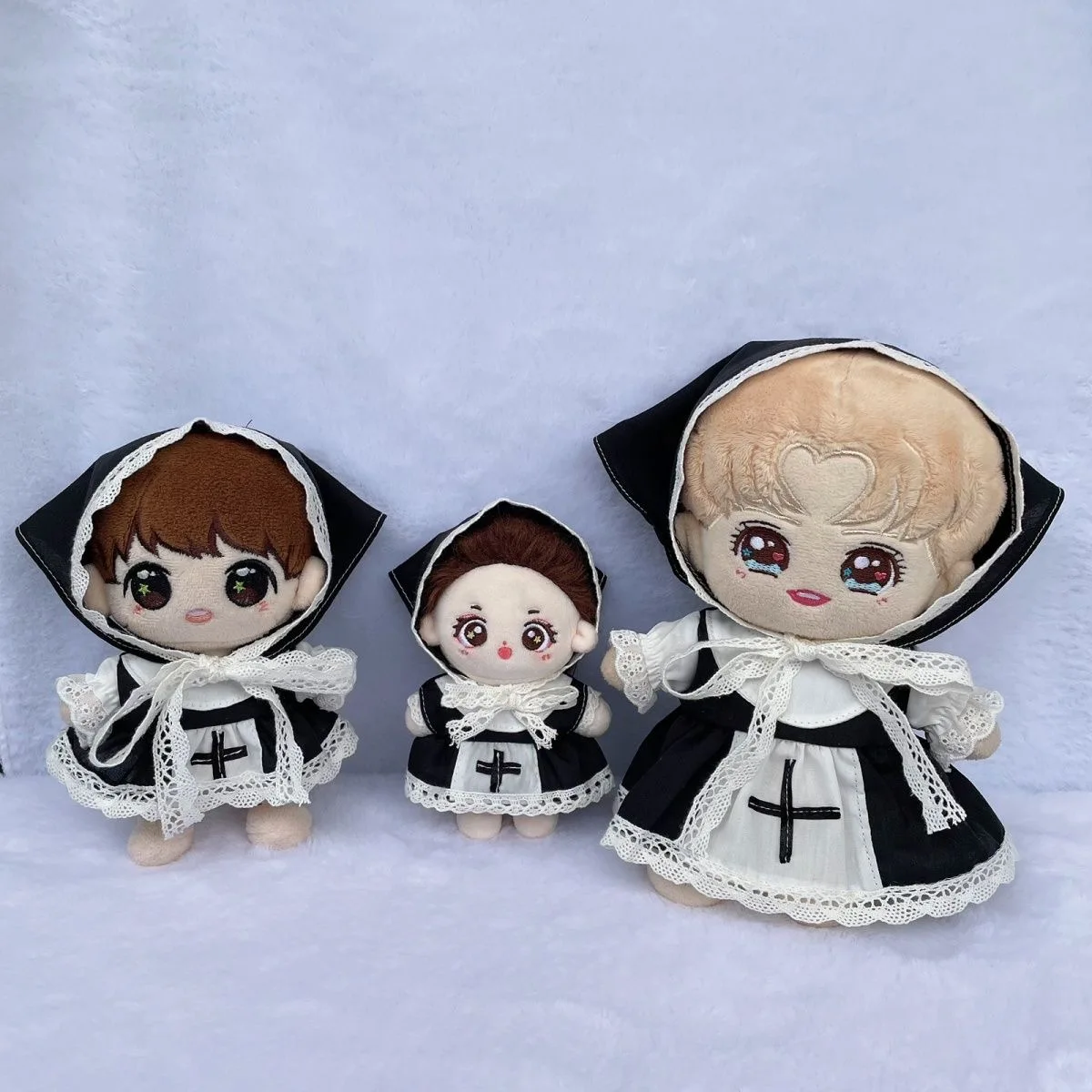 Hand-made 10cm 15cm 20cm Doll Clothes Gothic Nun Outfit Star Cotton Dolls Applicable Maid Costume Doll Clothes Accessories