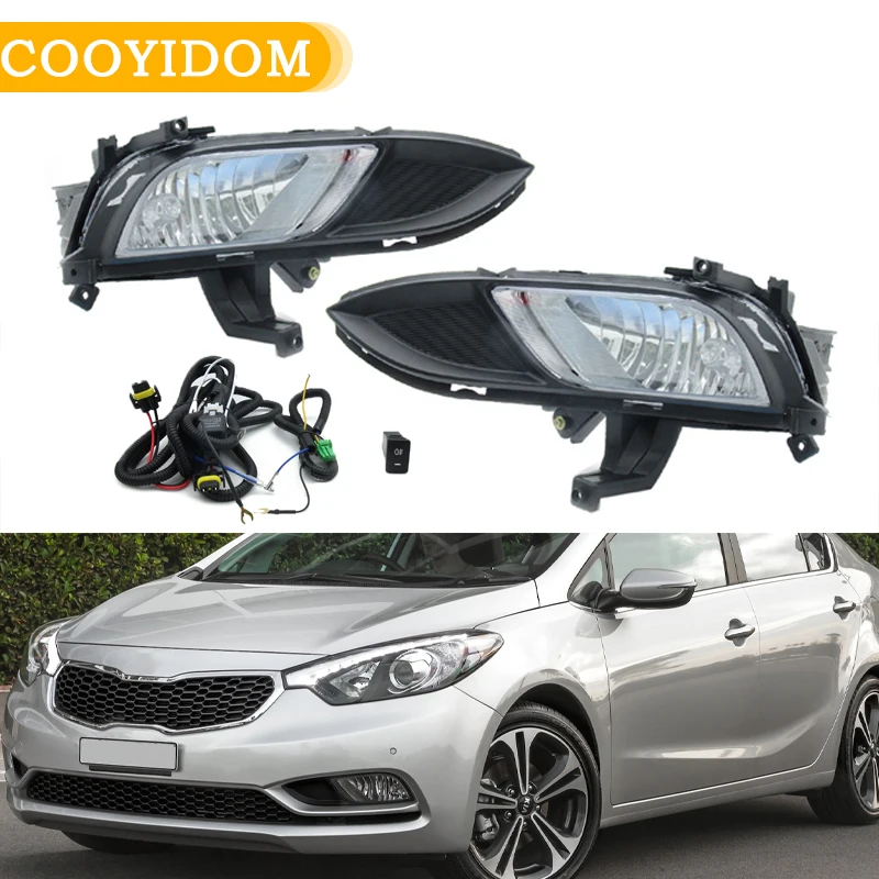 

For KIA K3 CERATO 2013-2015 Front Bumper Fog lamp Assembly Head Light DRL Driving Light Fog Light Cover Grille Trim Lid Bezel