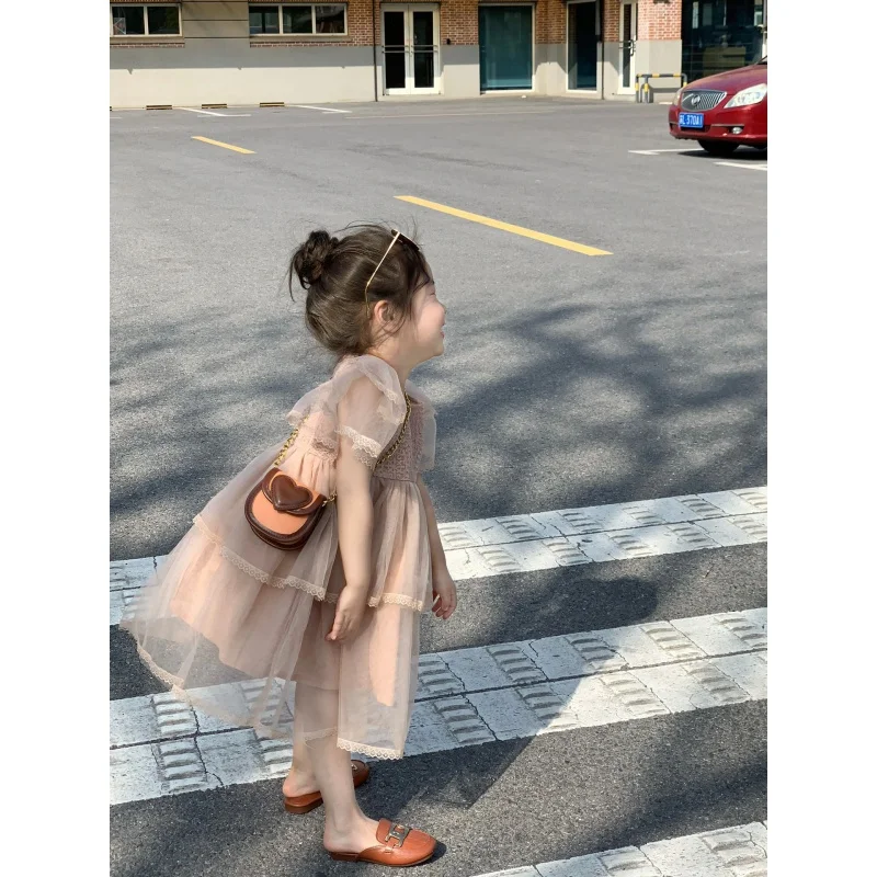 Vestido de princesa bordado feminino, roupa coreana infantil, estilo Mori feminino, verão, bebê, elegante