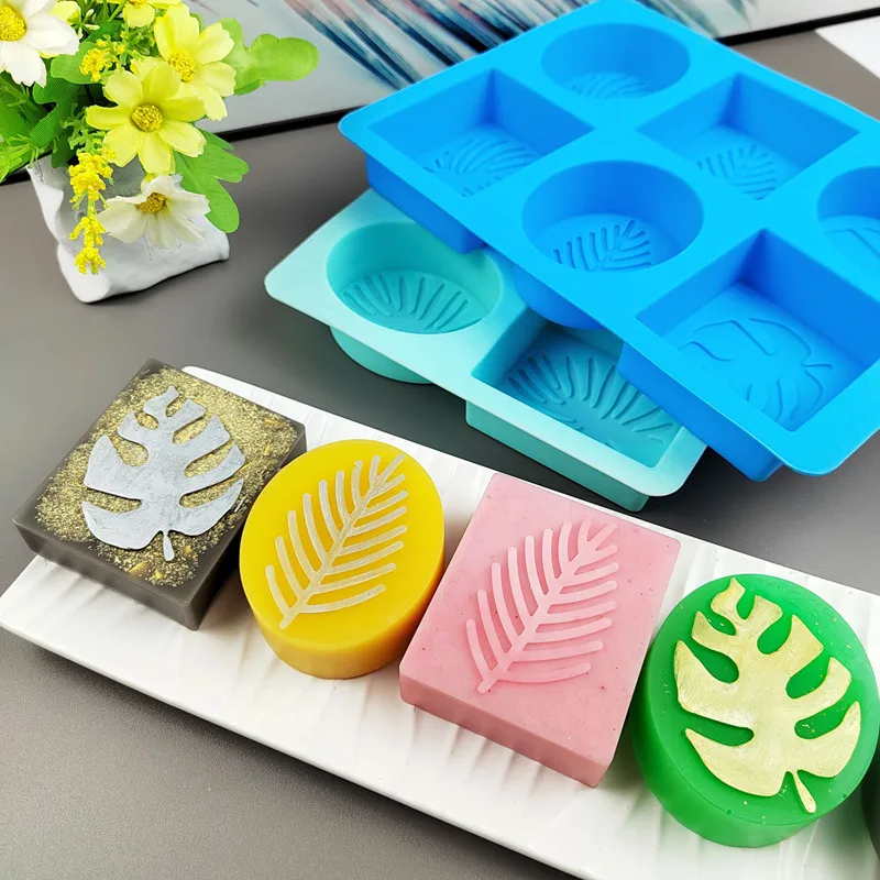 

6 Cavity Palm Olive Leaves Shape Silicone Soap Mold Handmade Home Soap Forms Mould Crafts Cake Chocolate Decorating Tools