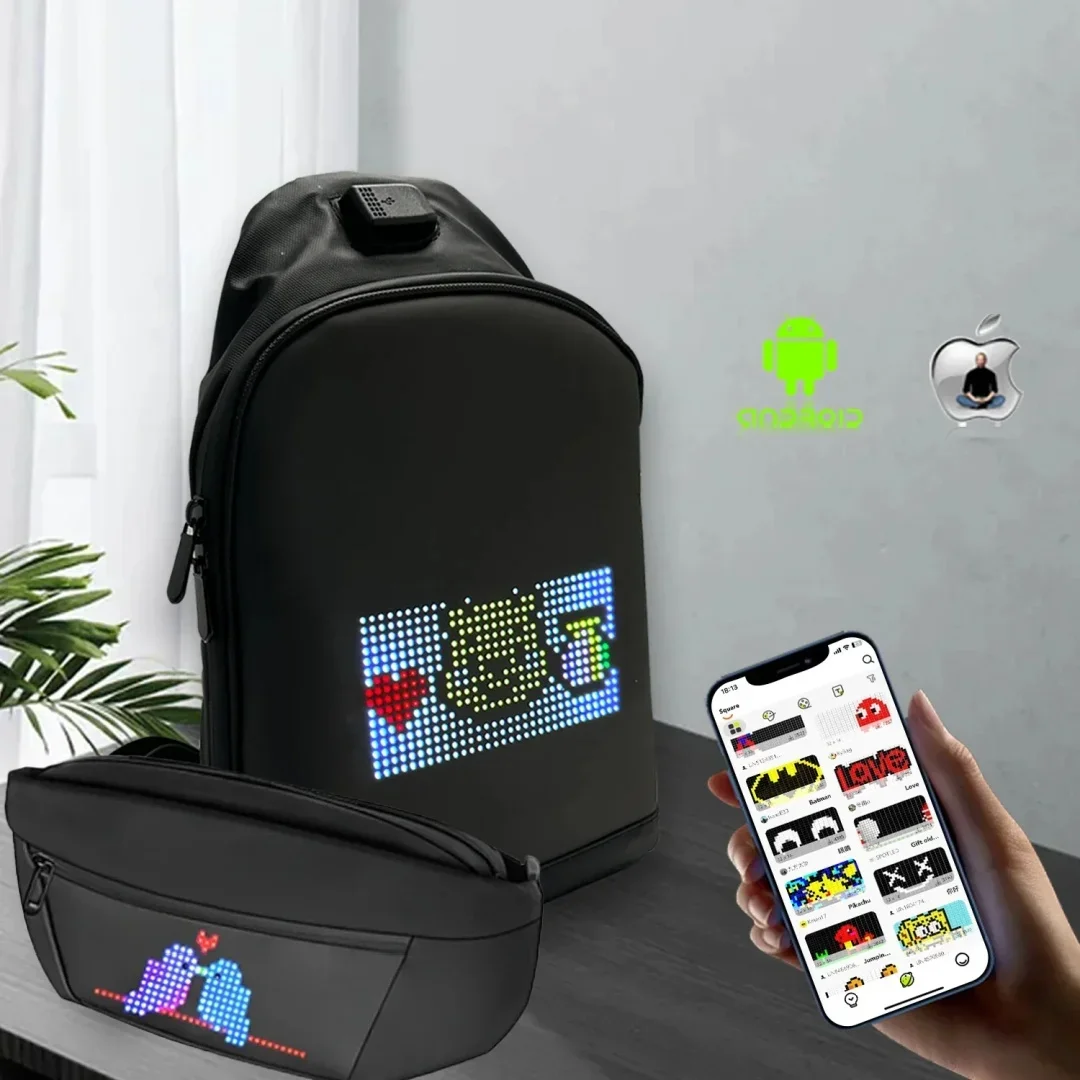 DIY Multilingual Graffiti Dynamic Shoulder Bag Smart  APP/Led Waist Bag LED Pixel Backpack for Women/Men Chest Bag Led Display