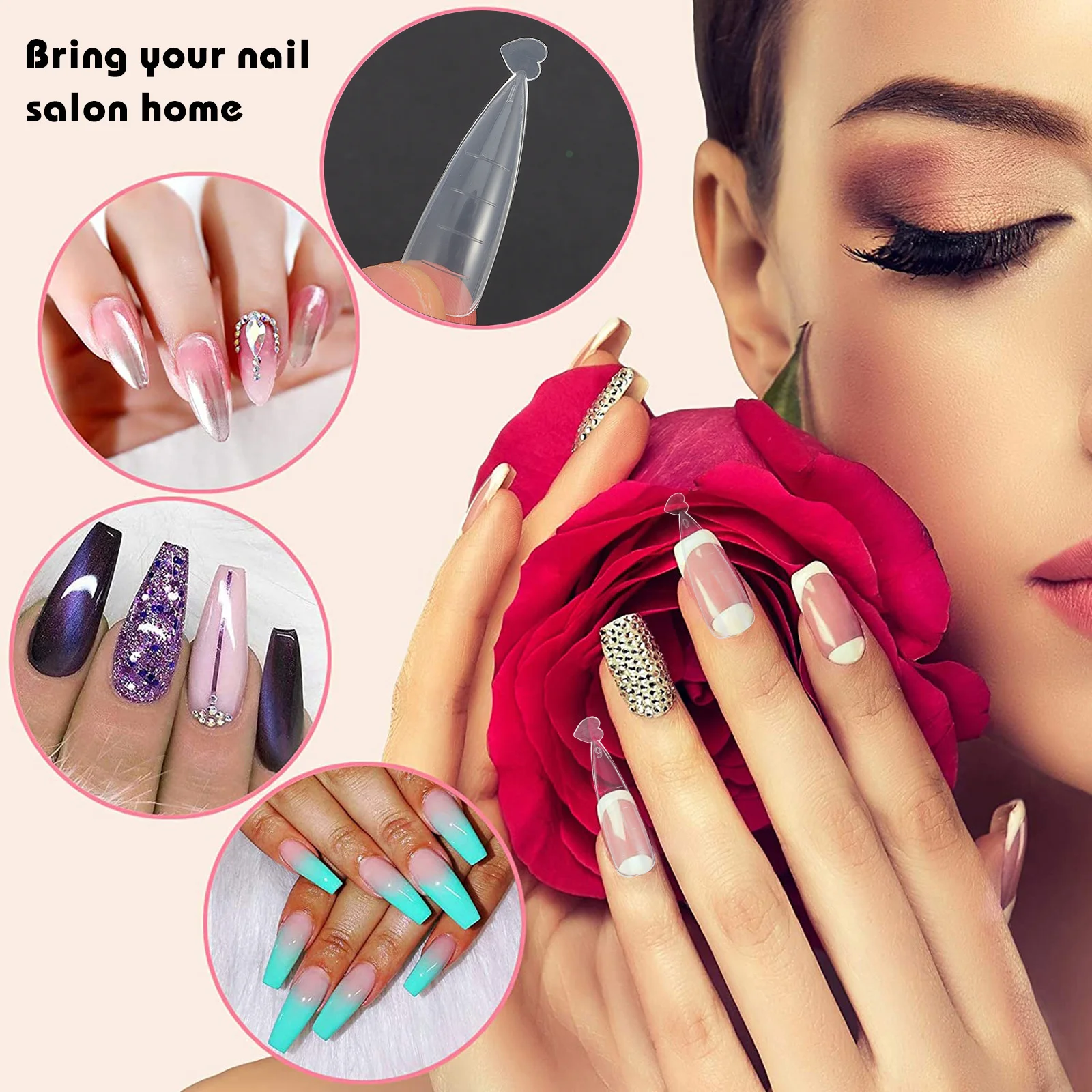 

120Pcs Extension False Nails Natural Clear Full Cover Fake Nail Tips Square End DIY Nail Art Design Transparent Fake Nails